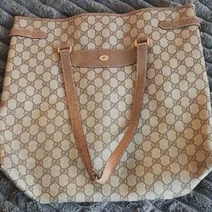 Gucci HUGE Beige & Brown HUGE Tote Bag REHAB